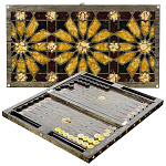 0037174 !!!СУПЕР-ЦЕНА!! Нардовая доска 640*600*80 "ОРНАМЕНТ"кейс (янтарь)