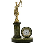 0010406/3108 Нат.камень Часы настольные "Фемида" Змеевик 