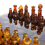Шахматный ларец с инкрустацией и фигурами из янтаря 28х28 см, фотография 2. Интернет-магазин ЛАВКА ПОДАРКОВ