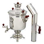 0074043/7л-банка Самовар жаровой+труба ГЕРБ РФ латунный, никель