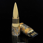 0021848/4ГГ Златоуст флешка Сувенирная ГИЛЬЗА 4 ГГ, позолота в П/У