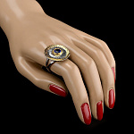 820939/фианит/5,86г  Серебро 925* КОЛЬЦО вст.Янтарь фианит р/п