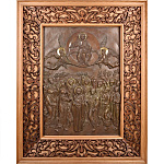 0030924 ИКОНА бронзовая "ВОЗНЕСЕНИЕ ГОСПОДНЕ" в дубовой раме 45см*130см*35 см