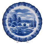 Тарелка декоративная "Зимний пейзаж". Гжель