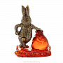 Бронзовая статуэтка с янтарем "Кролик с мешком денег", фотография 4. Интернет-магазин ЛАВКА ПОДАРКОВ