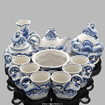 0018841 Гжель Сервиз "Деревенька" Авт. Исаев С.В.