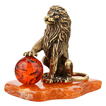 Статуэтка из латуни и янтаря "Лев"