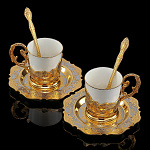  Златоуст НАБОР КОФЕЙНЫЙ на две персону. позолота,в П/У