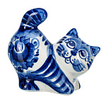 0078085 ГЖЕЛЬ Скульптура КОТ ВАСЬКА , хвост справа,  h=6,5 см