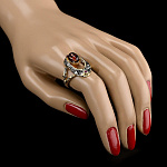 820947/4,88г  Серебро 925* КОЛЬЦО вст.Янтарь/фианит р/п