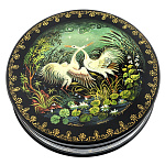 Лаковая миниатюра шкатулка "Журавли". Холуй