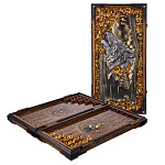 Нарды янтарные "Волк и змея" 60х30 см