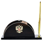 0060193/22*7*9см Подставка для бумаг с ручкой "Герб РФ"Обсидиан коричневый