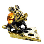 0058676/532 Сувенир Мышь Ушастик с Сыром (коньячный)