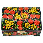 202696/12*8см Хохлома Шкатулка-сундучок ПТИЦА/МАЛИНА12*8*3 см  Н0004