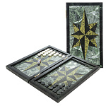 10377/П Нат.камень НАРДЫ "Звезда" (змеевик, мрамор) (119753)