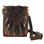 Сумка через плечо из кожи с лапой медведя