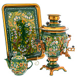 0072718-3л Самовар электрический "ЛАНДЫШ"поднос прямоуг зеленый