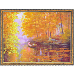 0052485/1420/30*40см  Нат.камень Картина"Осень"  Багет №4 КВ4