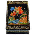 0036277 Лаковая миниатюра Шкатулка "Богатырь" (АР Коновалова) 15*10см (п673)