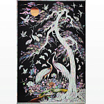 0028901/CR1/40*30см ПАННО ПЕРЛАМУТР "Журавли"черный фон