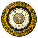 00231271  Хохлома ЧАСЫ настенные "ВЕСНА" d-32см СЧК-59 ПРЕДАНИЯ СТАРИНЫ черная