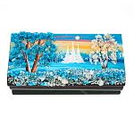 0028037/1078 Нат.камень ШКАТУЛКА  с рисунком Змеевик 145*75*55 ММ