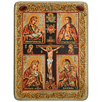 200456-15*20см Икона подарочная "Четырехчастная БМ "Материнство" мор.дуб  в ПУ (RTI-381.m)