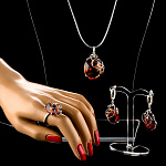 0025392 Серебро 925 КОМПЛЕКТ "МЕДОВЫЙ2" серьги7,91; кольцо4,44; подвеска6,05