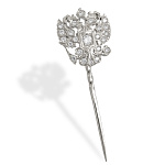 19611 Заколка "Орел" Серебро 925 иск.фианит