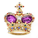 -3973 Традиции ФАБЕРЖЕ  Брошь "КОРОНА с сиреневыми камнями"