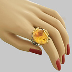 720085/6,60-17,5р-рг  Серебро 925* КОЛЬЦО вст.Янтарь королевский р/п