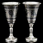 0040409 Серебро 875* НАБОР РЮМОК 2 шт гравировка, чернение серебра в П/У