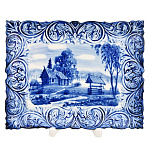 Тарелка декоративная с росписью "Лето в деревне". Гжель