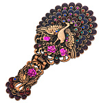 0090388 Сувенир Набор ЗЕРКАЛО ручка-подставка  "ПАВЛИН"сиреневый