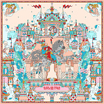 500001 Сувенирный платок "Сивка-бурка", шелк 70% вискоза 30%, 90*90 МД Нины Ручкиной