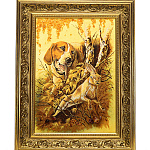 Картина янтарная "Охота"