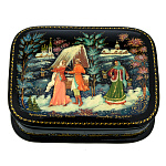 0071559/9*7см  Лаковая миниатюра Палех ШКАТУЛКА "У колодца" БАХИРЕВА