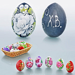 0025249 ЯЙЦО ПАСХАЛЬНОЕ "ХВ" деревянное h ок.7см Цвета и роспись в ассортименте