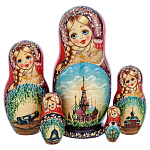 0074637-5м18см Матрешка "ХВБ"красный платок 