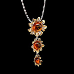 823921/6,90г  Серебро 925* ПОДВЕСКА  вст.Янтарь 