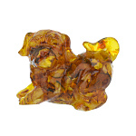 0076618 Янтарь Скульптура Собачка-3 , h=50 мм, хвостик