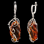0050421/Серьги 721026 вст.янтарь (Ag 925)