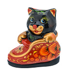 0042503 Хохлома Скульптура - "КОТ В БОТИНКЕ" ок.9*5*9см