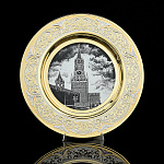 0074481 Златоуст Тарель"Спасская башня" без эмали на подставке в ПУ (366)