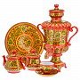 Чайно-столовый сервиз с самоваром "Предания старины". Хохлома, фотография 1. Интернет-магазин ЛАВКА ПОДАРКОВ