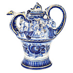 /З Гжель Чайник Моя семья"в золоте Авт.Исаев С.В.