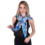 500024 Сувенирный платок "Арабески" в лазурном, 90*90, 70% шёлк 30% вискоза МД Нины Ручкиной