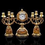 0050626 Златоуст НАБОР КАМИННЫЙ:часы +2 канделябра