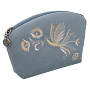 Косметичка бархатная с вышивкой "Птица" серо-голубая, фотография 6. Интернет-магазин ЛАВКА ПОДАРКОВ